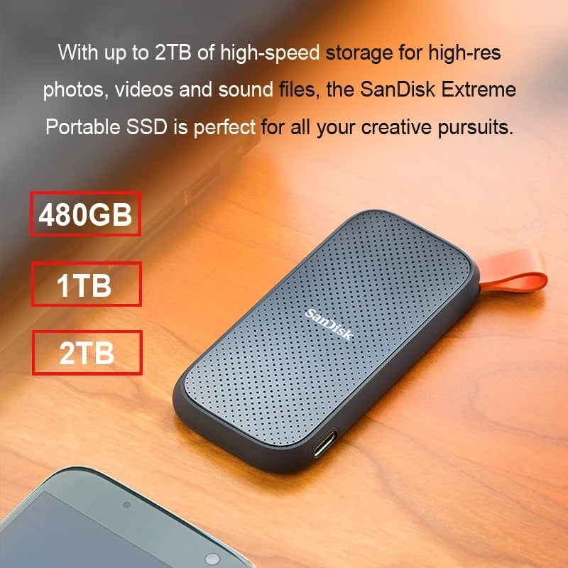 SanDisk Portable External SSD E30E81 4TB 2000MB/s External Hard Drive USB 3.2 Type-C 1TB 2TB Solid State Disk For Laptop Desktop - Orien Express