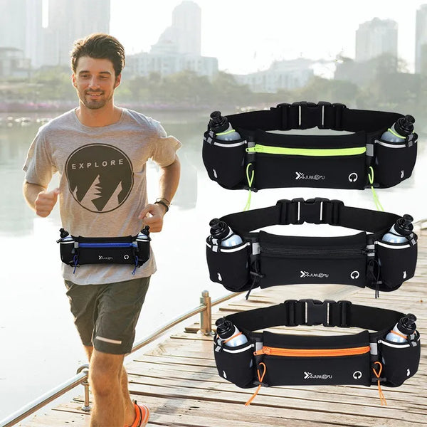 Bolsa de cintura impermeável para corrida ao ar livre com suporte de garrafa de água e telefone - Orien Express