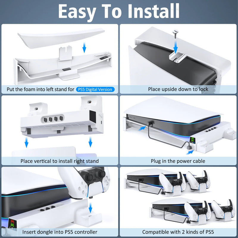 Suporte horizontal com Cooler de refrigeração e Carregamento para Playstation 5 - Orien Express