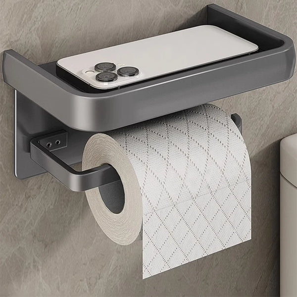 Aluminum Alloy Wall Mount Toilet Roll Paper Holder WC Storage Organizer Phone Shelf Holder Bathroom Accessories - Orien Express