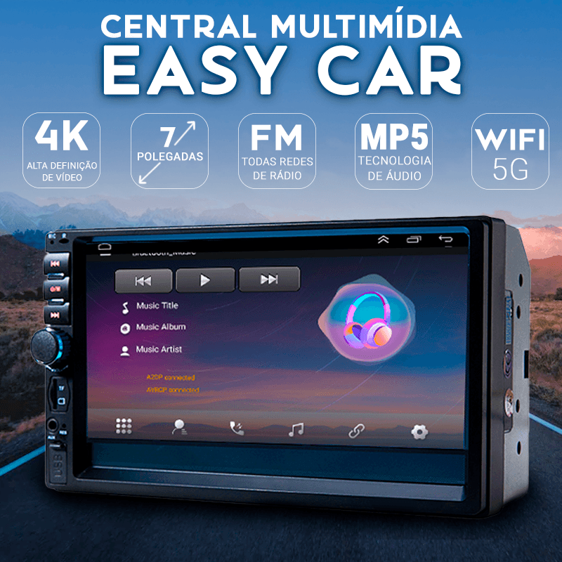 Central Multimídia Universal 7 Polegadas Wifi Gps Mp5 Bluetooth - EasyCar - Orien Express